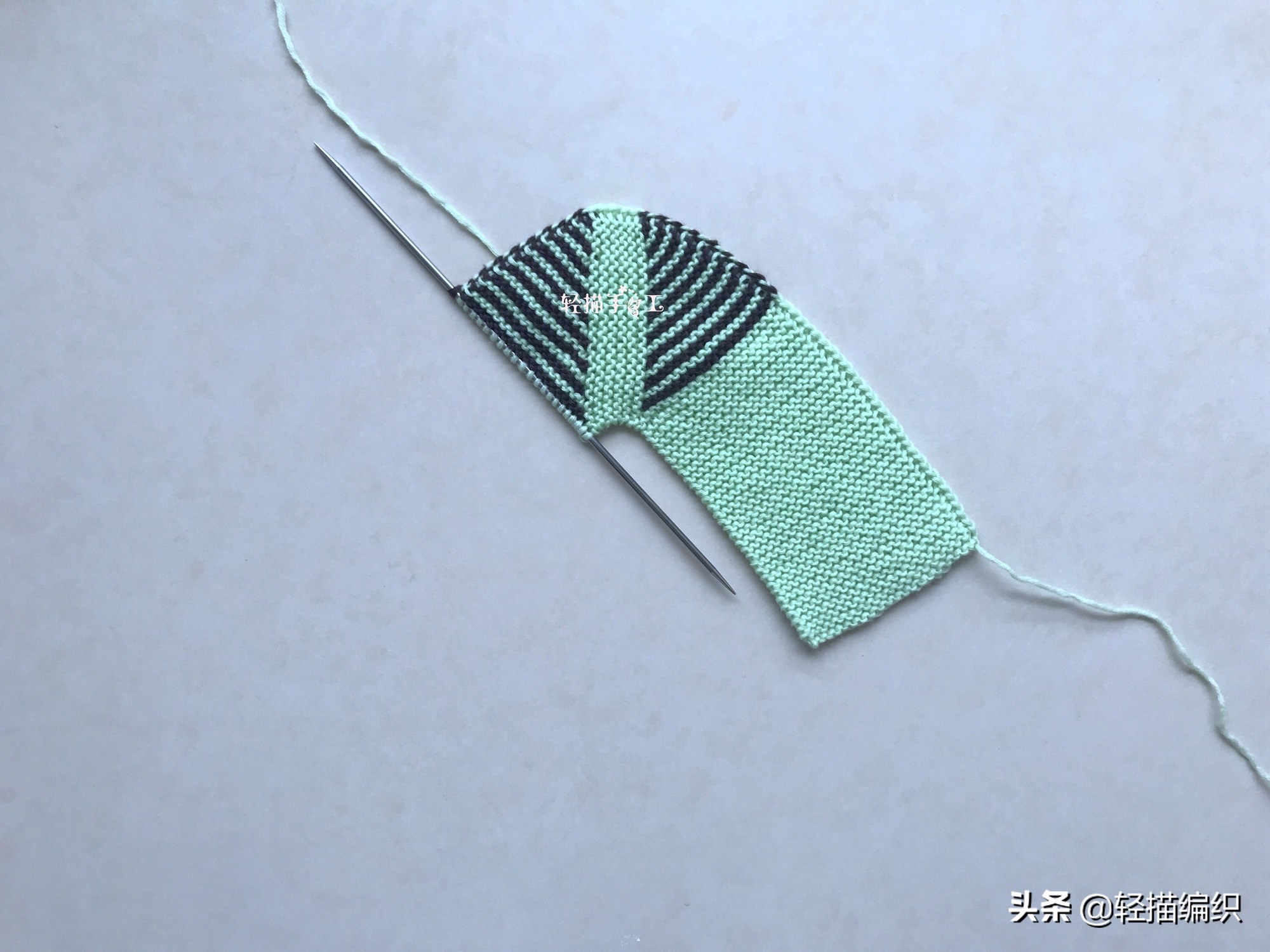 单条纹复古花样地板袜编织,新手一学就会织的地板袜