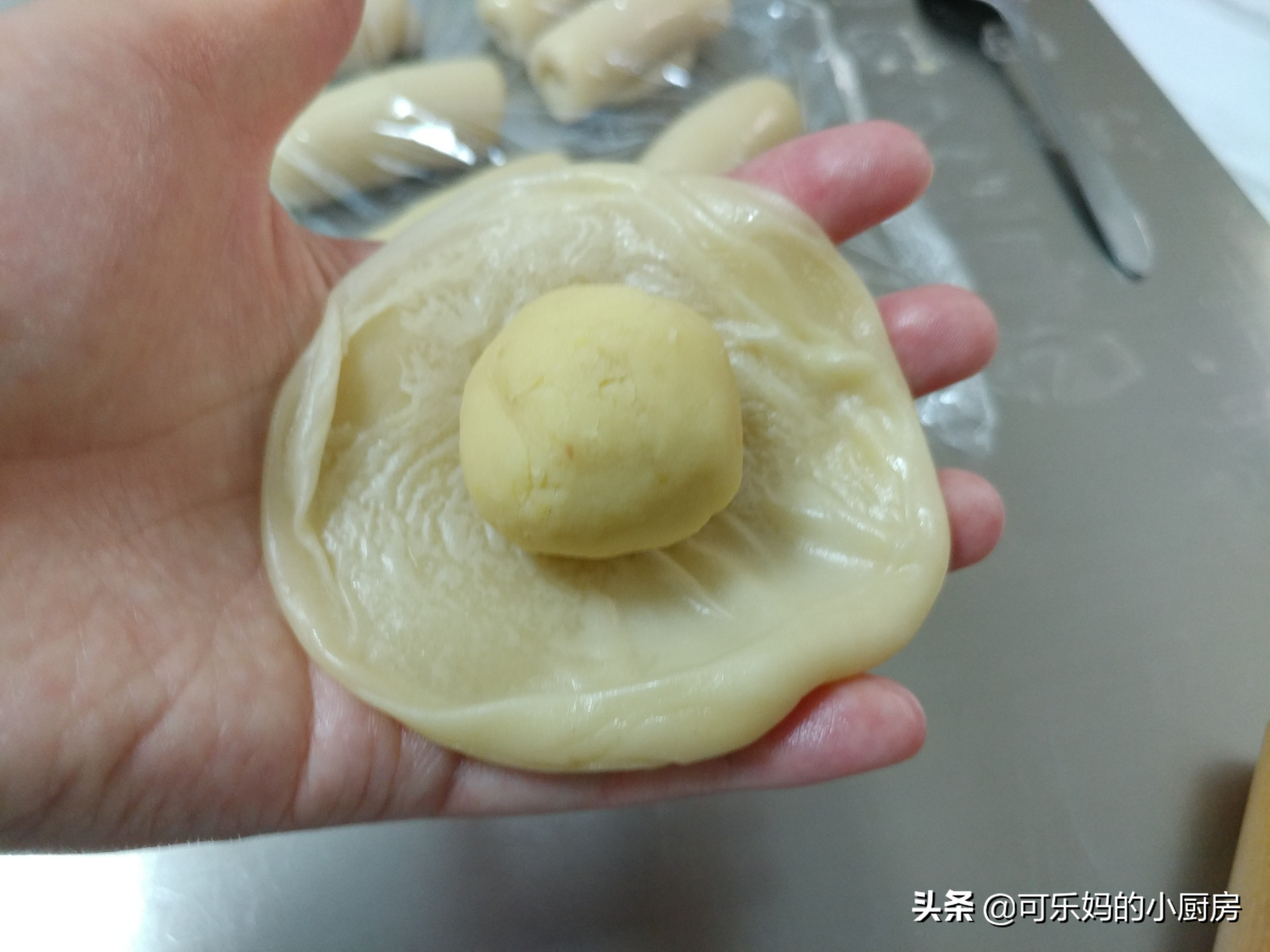 千层中式酥皮点心制作视频,蛋挞皮做绿豆酥饼