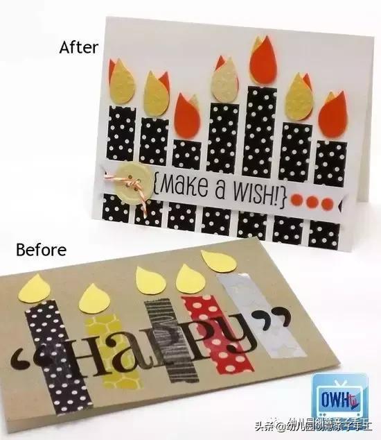 幼儿园小朋友过生日手工贺卡,生日贺卡蜡烛立体