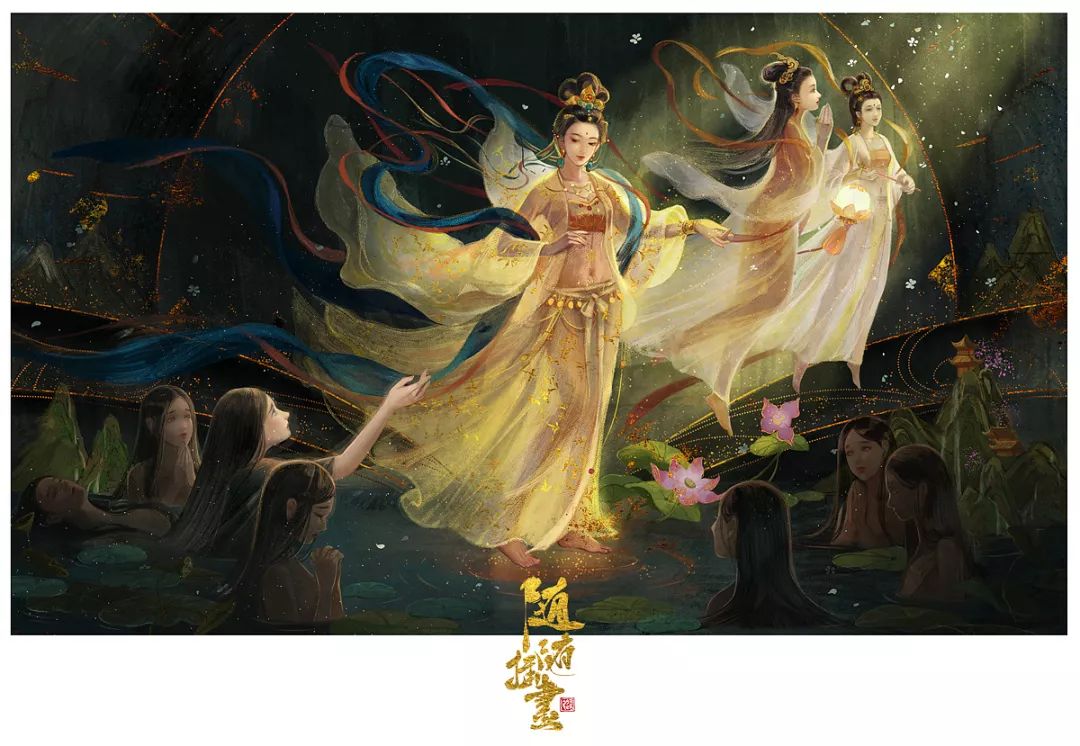 画古风人物插画板绘用什么笔刷,ps古风笔刷海报教程