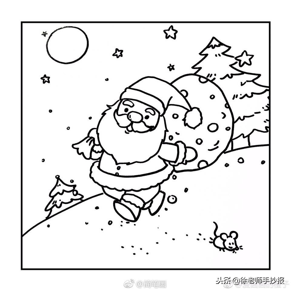 圣诞节可爱公主简笔画,礼物盒简笔画圣诞节版