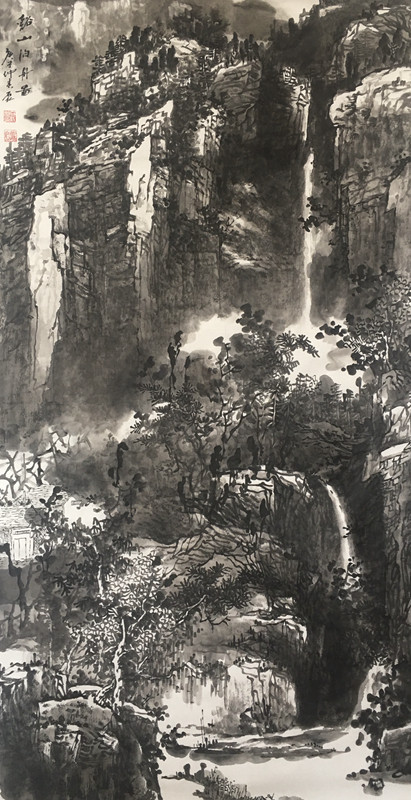 风水重彩山水画,秦岭山水画水墨