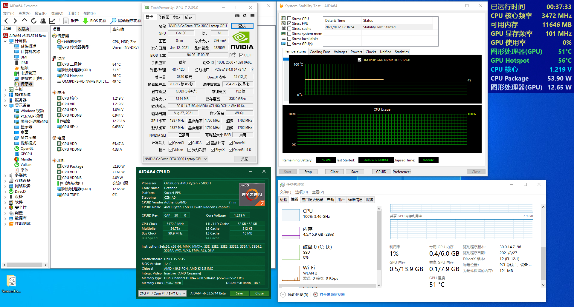 戴尔g15RTX3060,戴尔g15r55600h支持独显直连吗