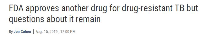 最新！美国FDA批准一种用于治疗抗药性结核的药物