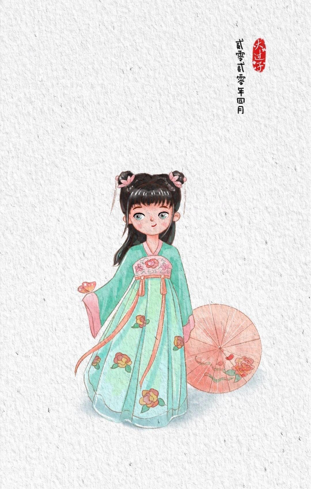 q版古风汉服的图片,古风汉服画法插画