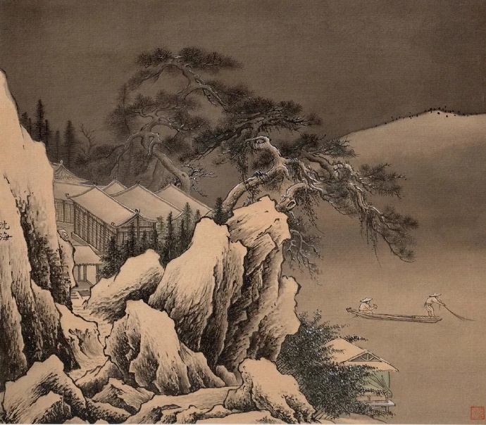 沈海工笔山水花鸟画作品,山水工笔画作品