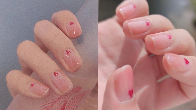 2023橘色果冻色美甲图片,冰透红显白美甲款式图片