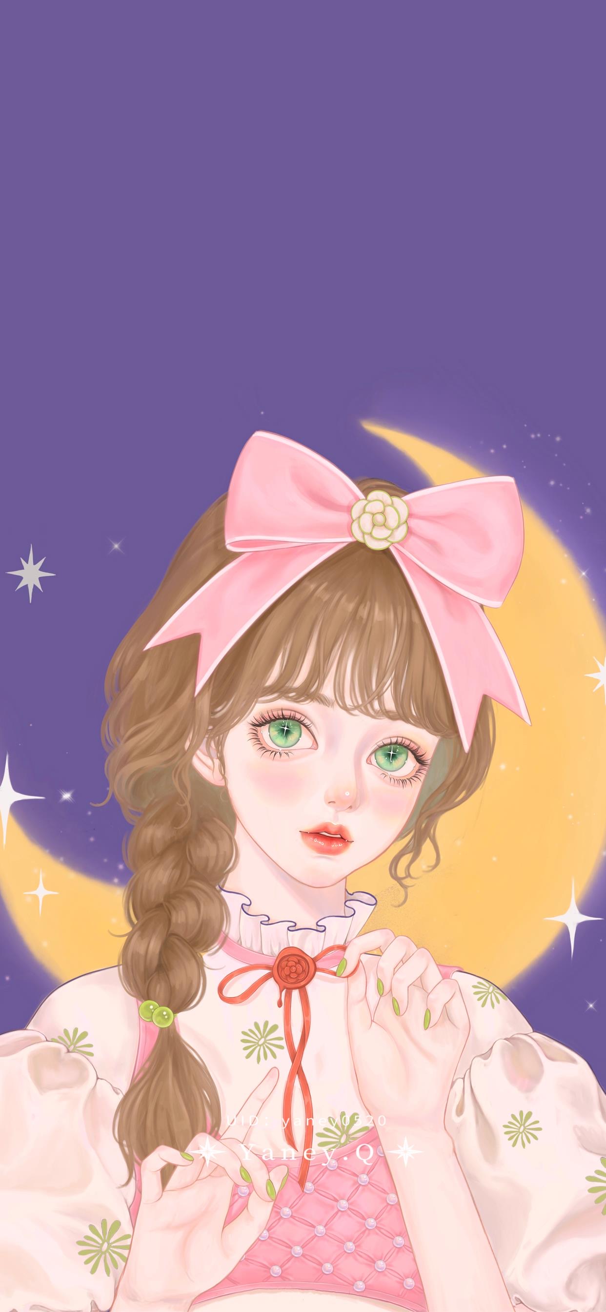 好看的女生壁纸插画图,插画小清新女生壁纸