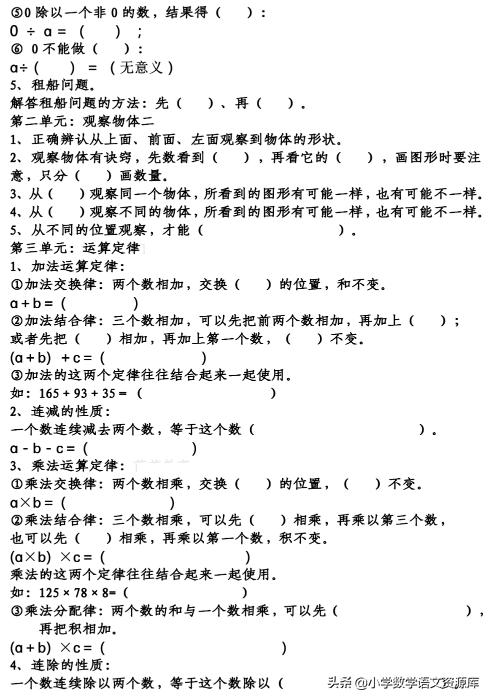 人教版小学六下复习数学知识点,六下数学人教版重点难点题讲解