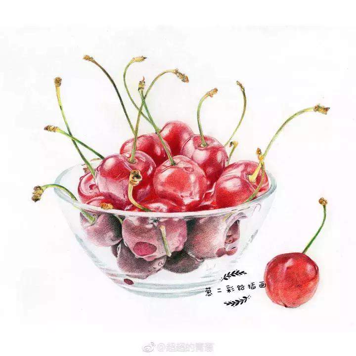彩铅樱桃的教程步骤图解,樱桃彩铅教程