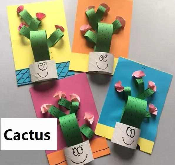 圆形手工制作仙人掌创意废物利用,硬卡纸仙人掌手工制作大全
