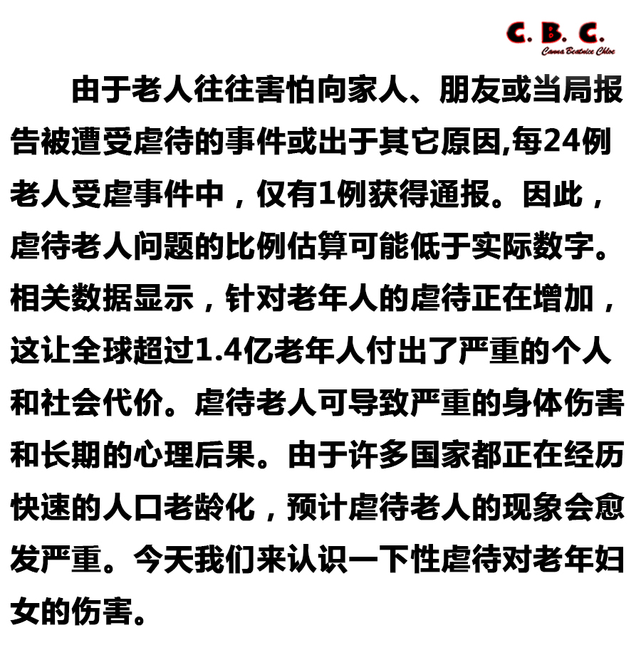 认识对老年妇女的*虐性**待