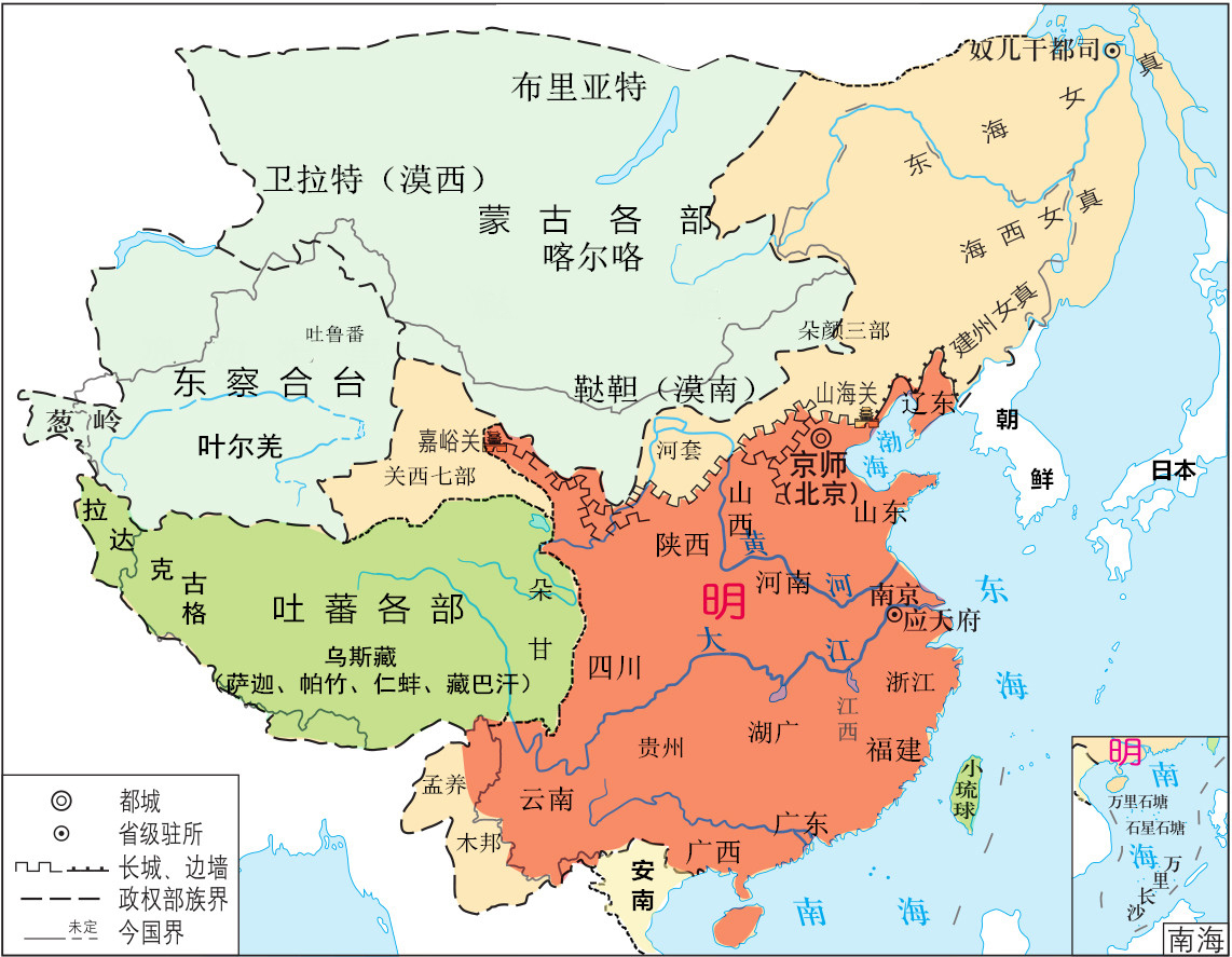这是我见过的最客观的明朝地图,对比一下明朝疆域和元朝疆域