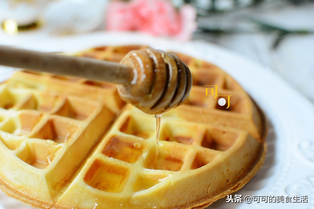华夫饼精致早餐,又酥又软的华夫饼
