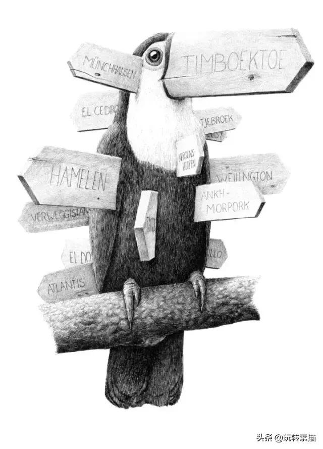 小清新素描黑白插画,看似抽象实则写实的画