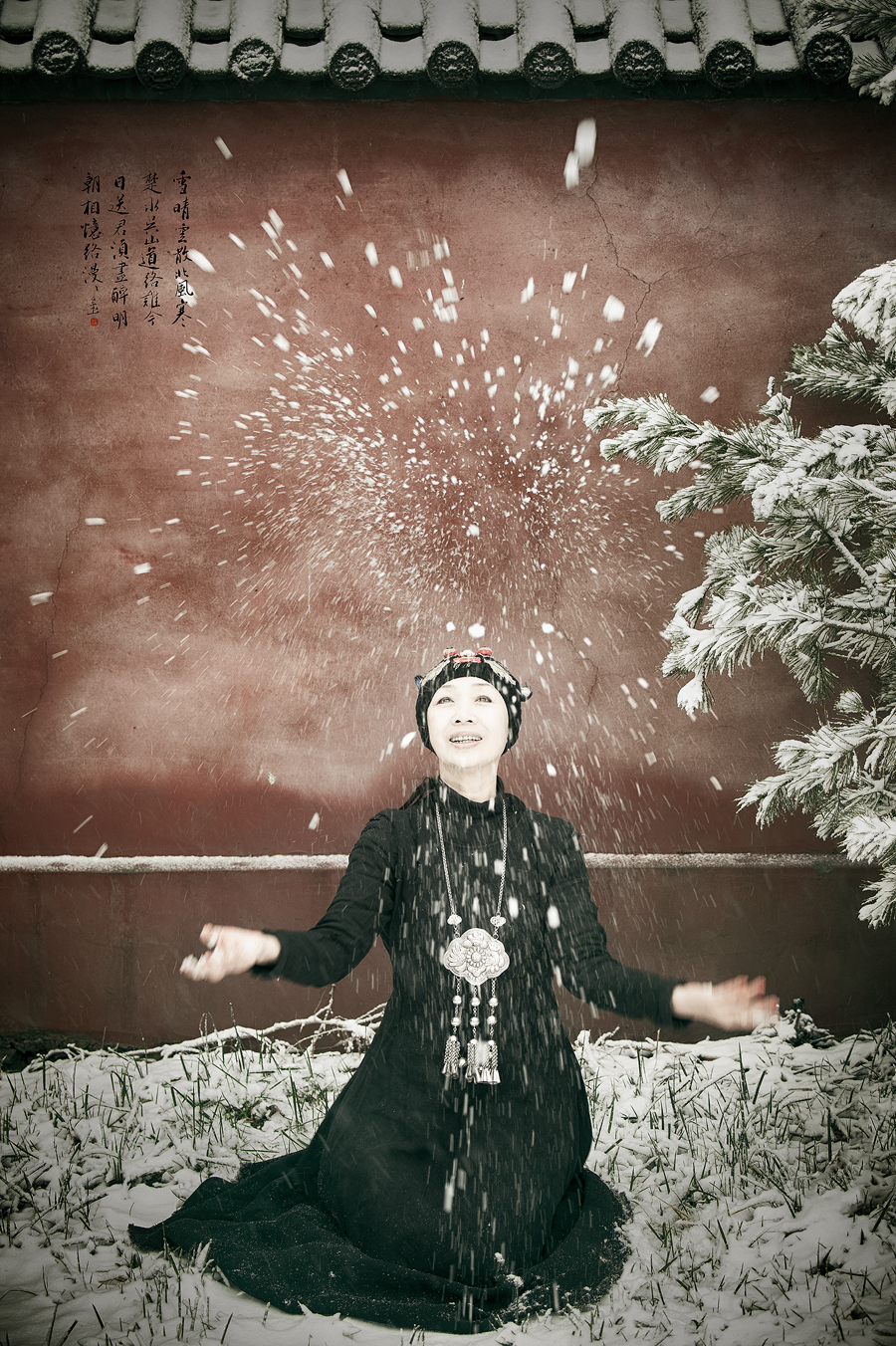 雪中楼阁诗句,雪中真武殿