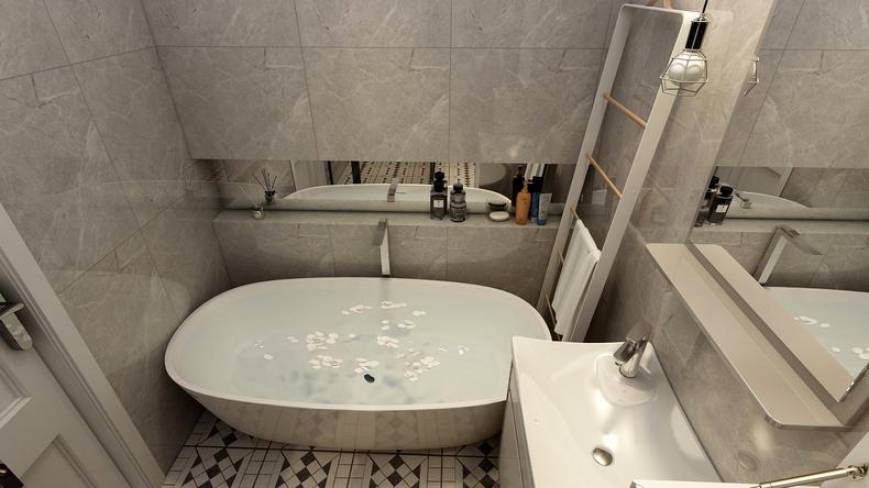 卫生间干湿分离装修效果图浴缸,主卧5平米卫生间带浴缸