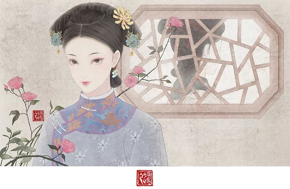 画古风人物插画板绘用什么笔刷,ps古风笔刷海报教程