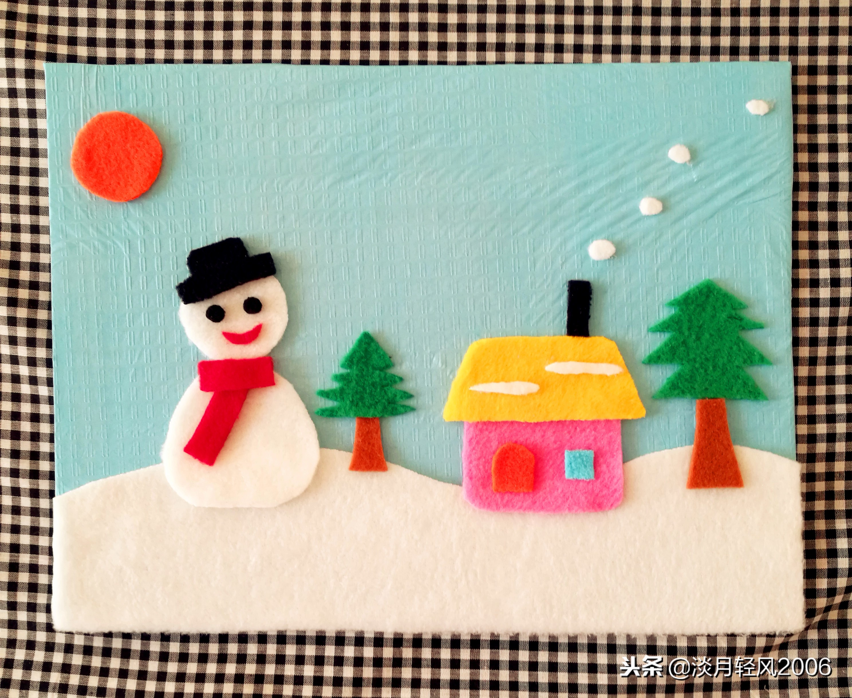 冬日布贴画制作,关于冬天的手工贴画