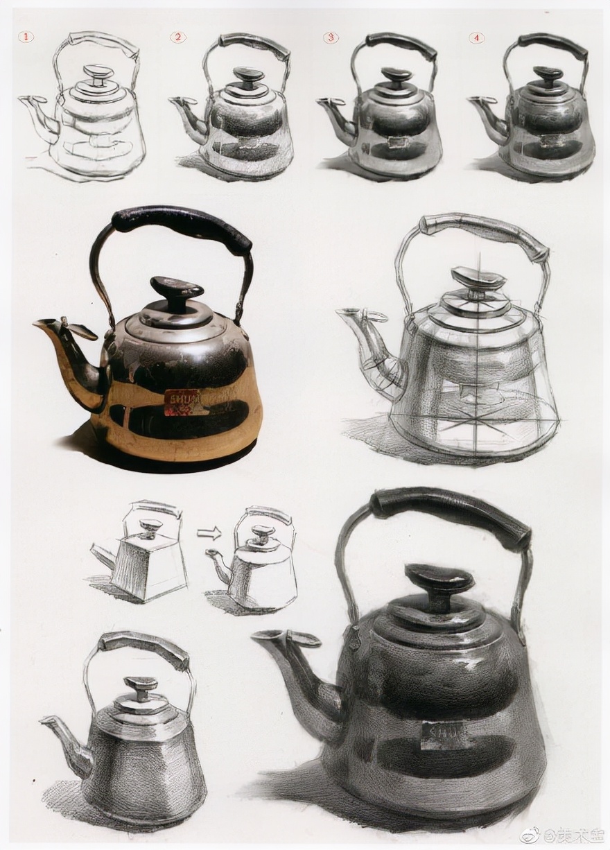 金属质感怎么画素描,素描静物光影详解