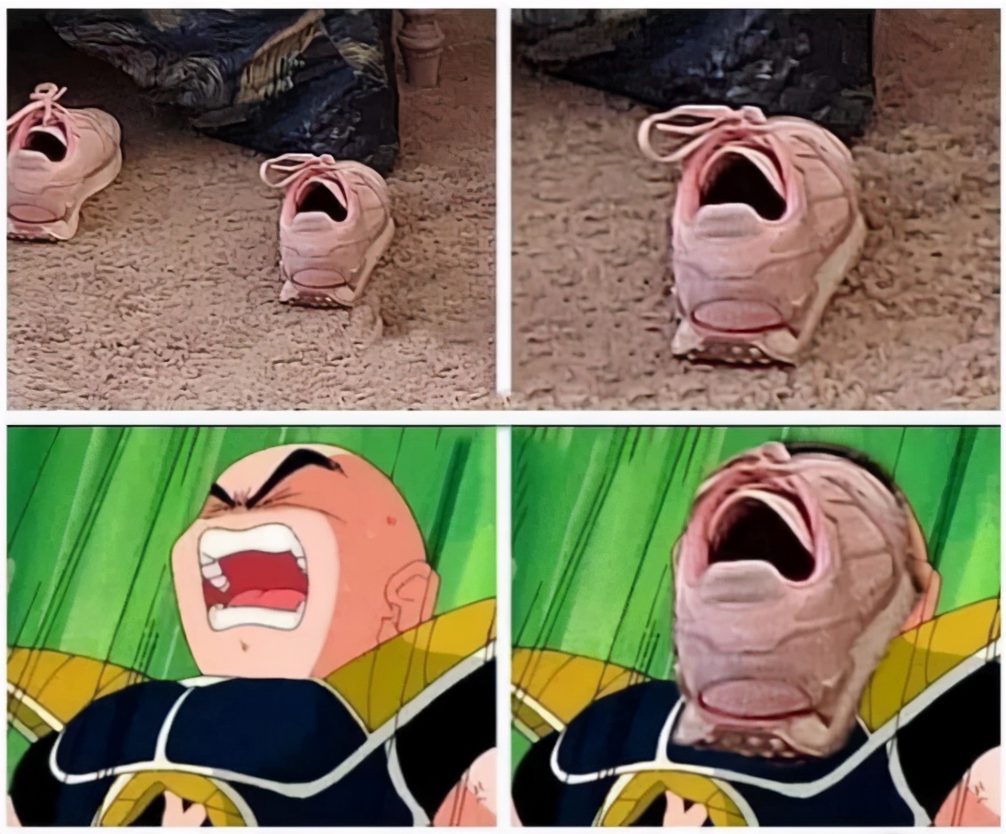 P在脸上毫无违和！“开口大笑的粉红球鞋”与真人相似度极高