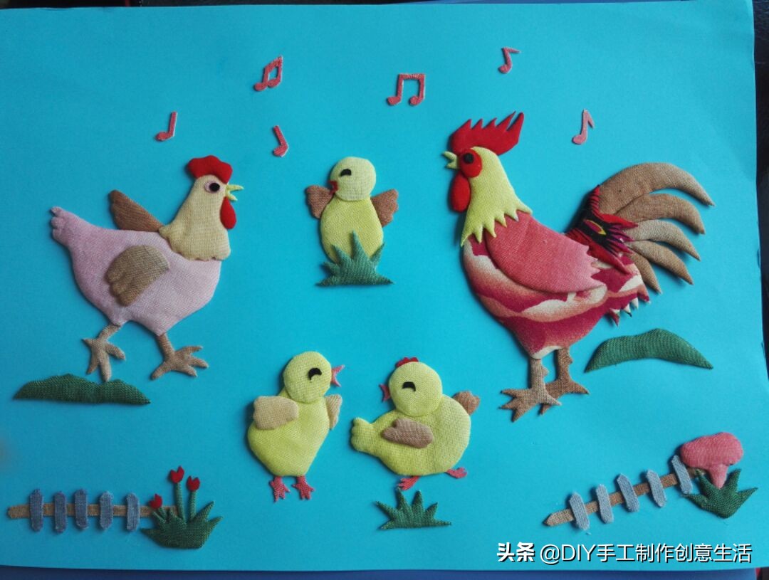 布艺diy拼布图案贴画,布画diy手工制作大全