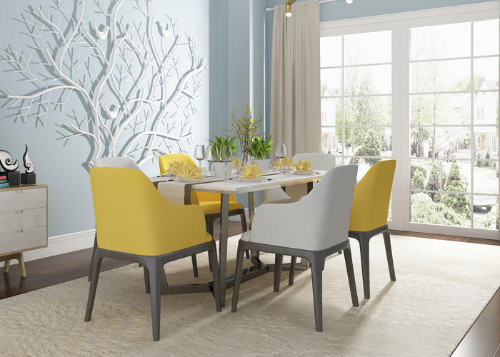 美式轻奢餐桌,客餐厅一体高颜值餐桌