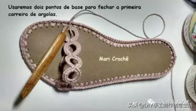 旧鞋底改造钩针鞋教程,手工钩鞋教程春夏季椰子鞋