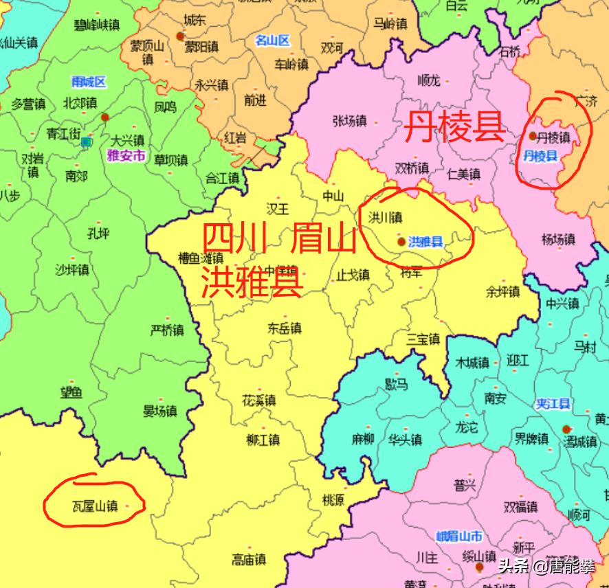 宜宾江安14镇、眉山洪雅15镇、丹棱7镇对比：人口土地与工业统计