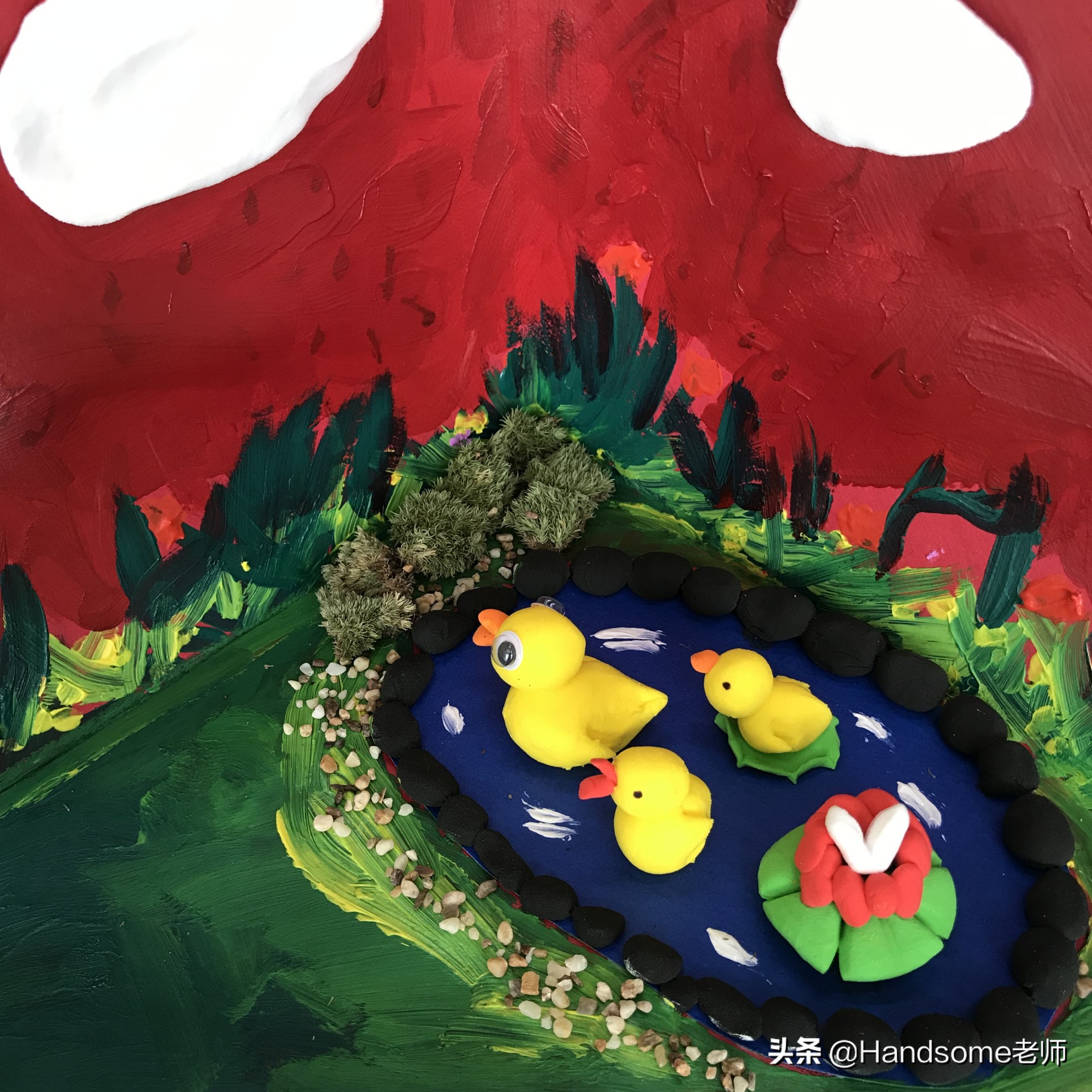 儿童美术创意画小鸭子,儿童创意画爱游泳的鸭子