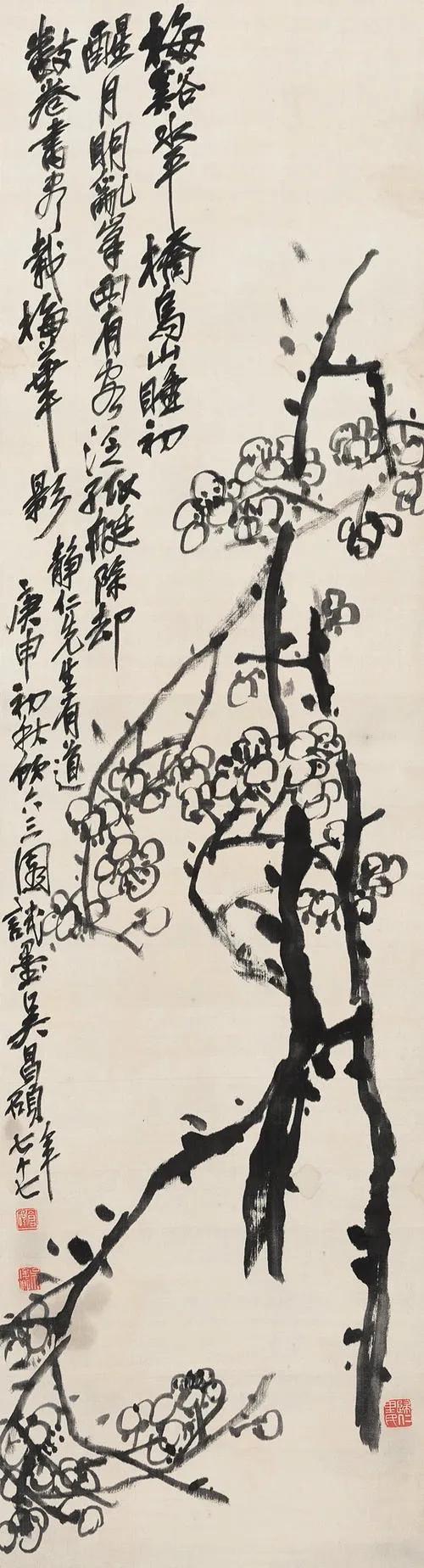 吴昌硕写意梅100幅,大师吴昌硕精品写意欣赏