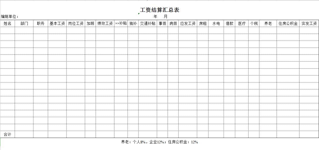 员工工资计算方法excel表格,通用版企业员工工资表模板excel