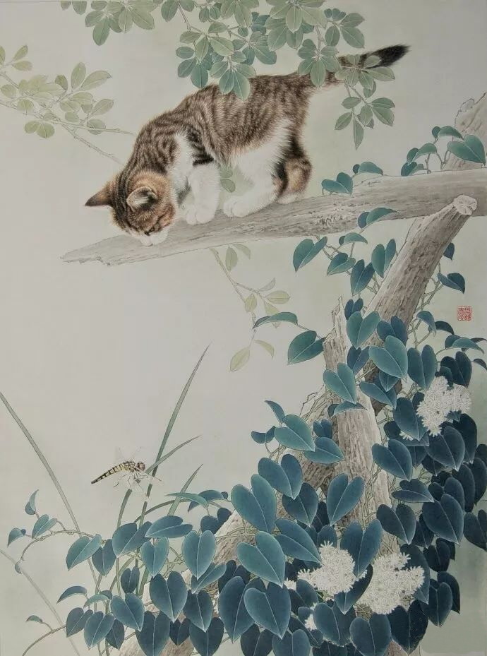 邢诚爱工笔猫画法,邢诚爱工笔画猫兔子高清大图