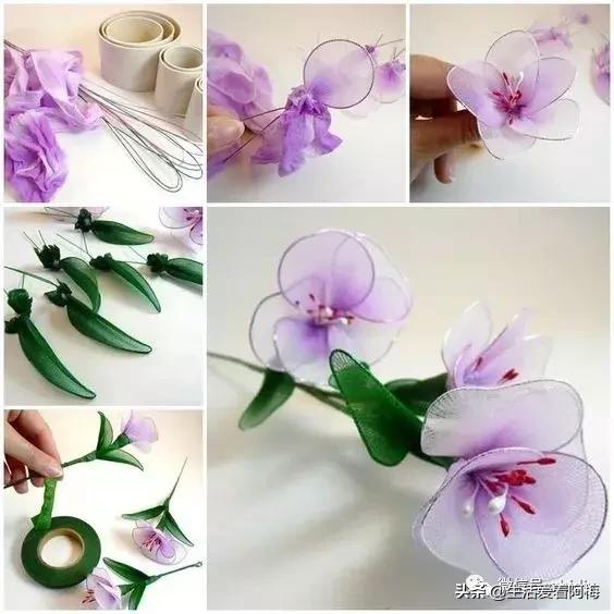 丝袜缠花做法,手工缠丝花朵制作方法
