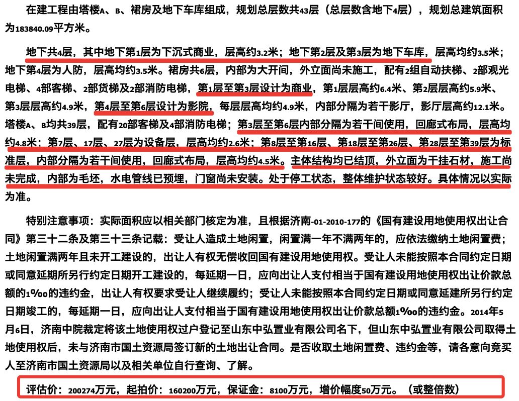 曾经的济南第一高—中弘广场将拍卖!命途多舛两任开发商折戟沉沙