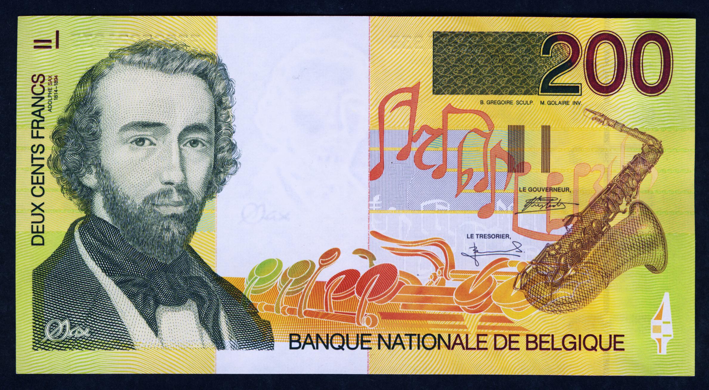 比利时200法郎赏析，萨克斯的名称来源于这位乐器大师的姓氏