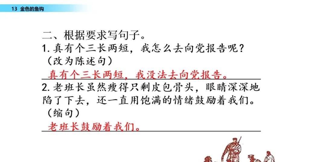 语文第15课金色的鱼钩知识点,六年级下册部编版第13课金色鱼钩