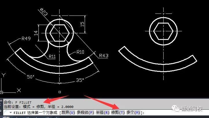 cad中没有半径的情况下怎么画圆角,cad怎么做一个圆角跟指定直线相切