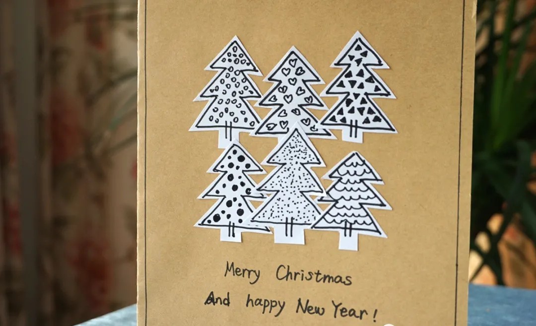 圣诞树卡片手工制作,简单圣诞树画法手绘