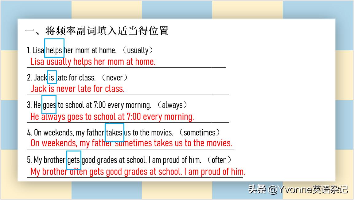 英语语法与句型,one的频率副词