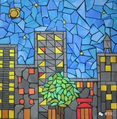 瓷砖拼贴马赛克效果图片大全,卡纸马赛克拼贴梵高向日葵画教程