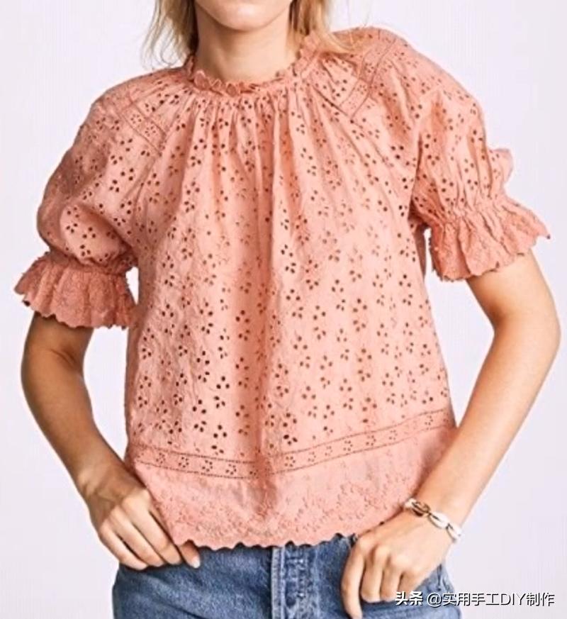 时尚原创设计蕾丝上衣,设计师款棉麻蕾丝上衣夏