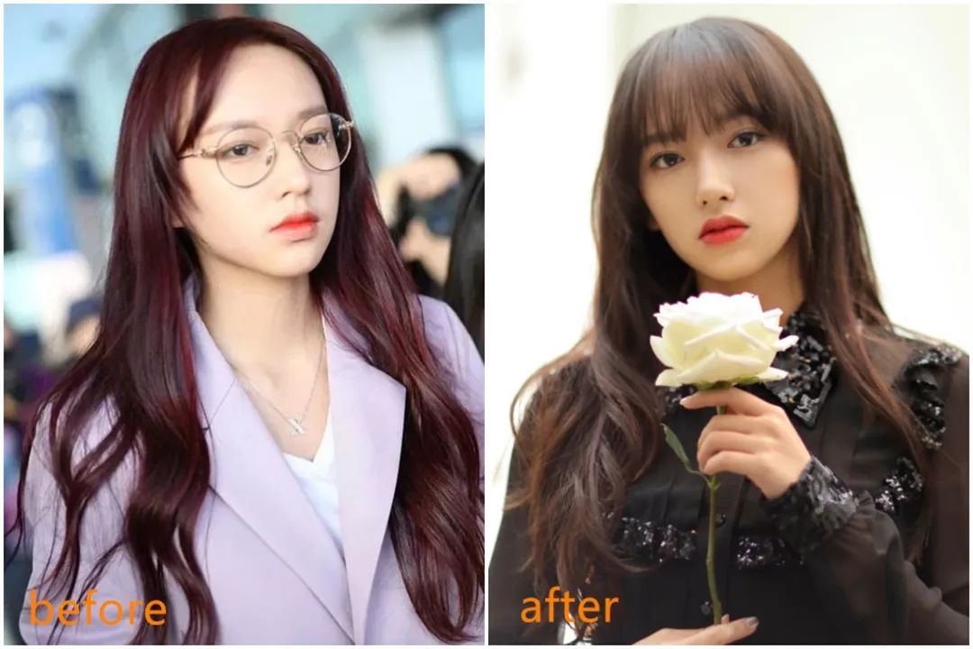 lisa刘海前后对比照,lisa再出新造型刘海