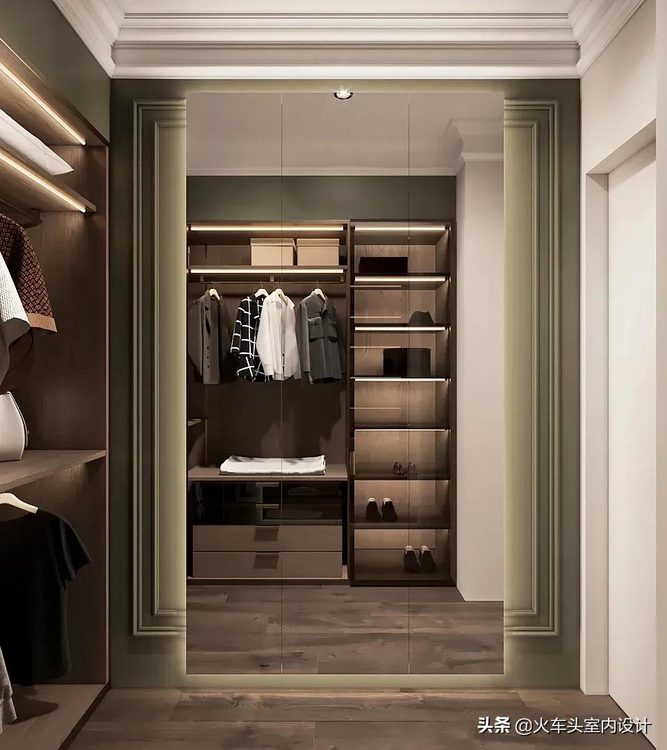 走入式衣帽间设计效果图轻奢风,轻奢简约大气衣帽间