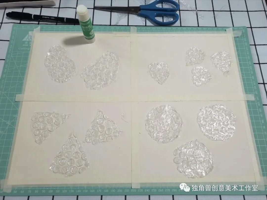 水果拼盘画画教程,气泡袋创意画教程