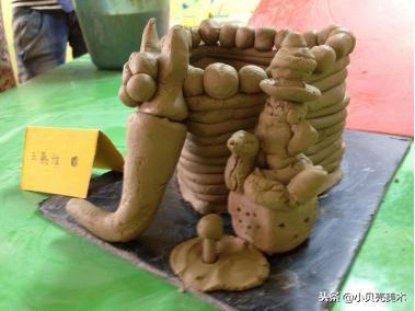 陶艺手工儿童创意美术,美术公开课做笔筒