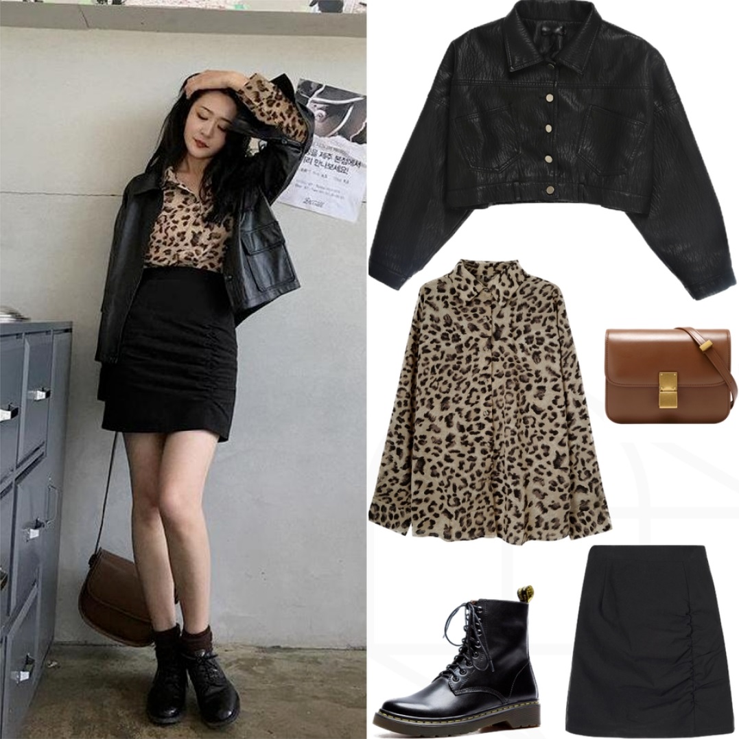 翻领皮夹克经典搭配,皮夹克怎么搭配更好看