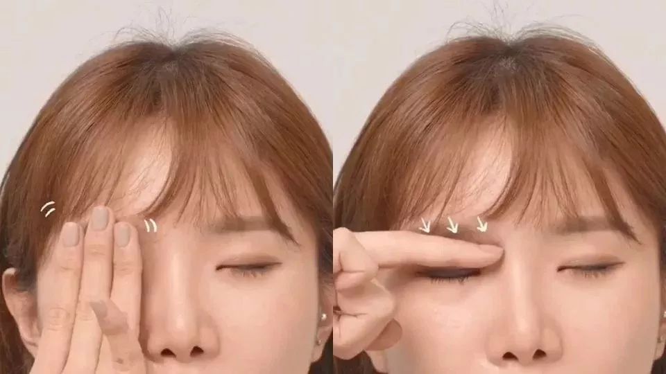 裸粉色眼影大面积晕染眼窝,化妆眼影晕染手法及色彩搭配技巧