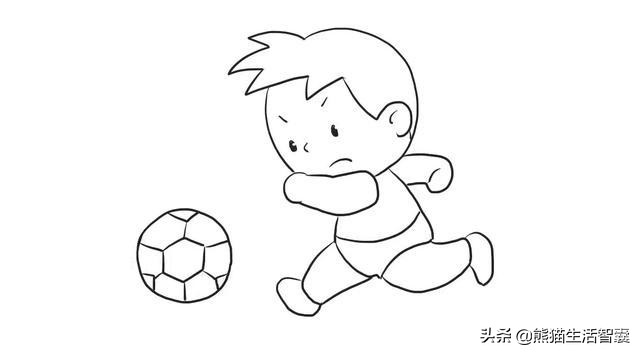少儿美术创意画踢足球7-10岁,少儿足球画画