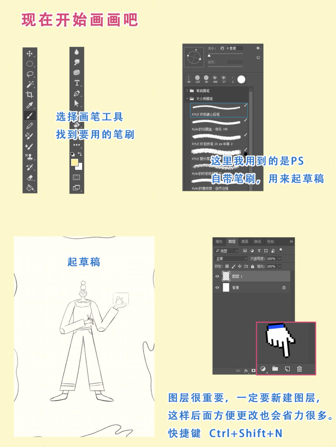 初学者简单插画ps,ps新手插画临摹素材